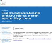 Using direct payments during the coronavirus outbreak: the most important things to know [Updated 27th April 2021]